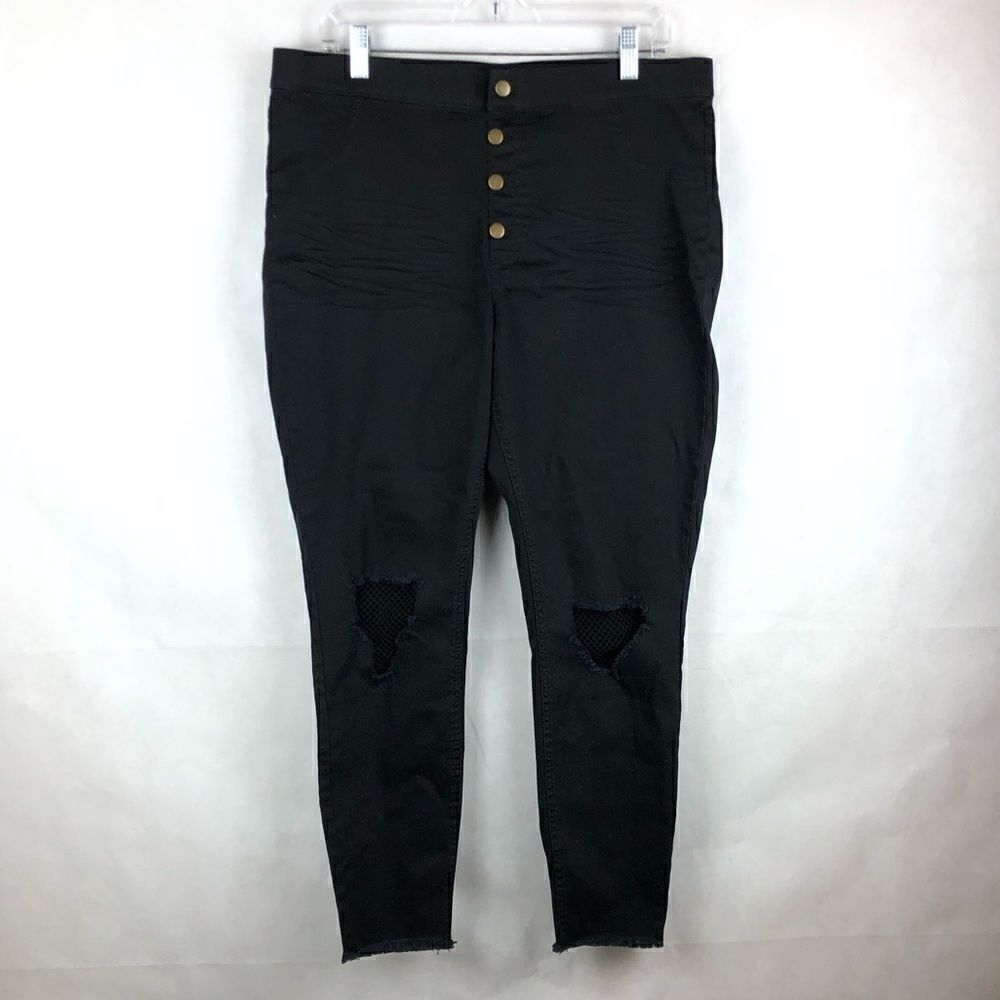 NWT Zeza B Sz XL Black Destroyed Mesh Jegg…